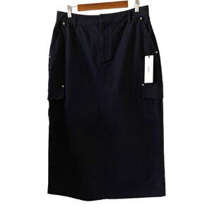 HUFFER NEW Canvas Long Cargo Skirt In Washed Black Size 14
